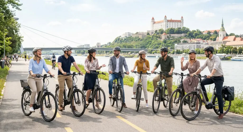 Firemný teambuilding na bicykloch Bratislava – relax po aktívnom výlete na e-bikoch